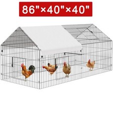 86"x 40"x 40" Metal Chicken Coop Playpen Small Animal Cage with Waterproof Cover