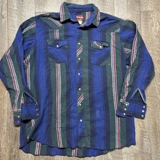 Wrangler Shirt Men s XLT Blue Striped Long Sleeve Western Pearl Snap