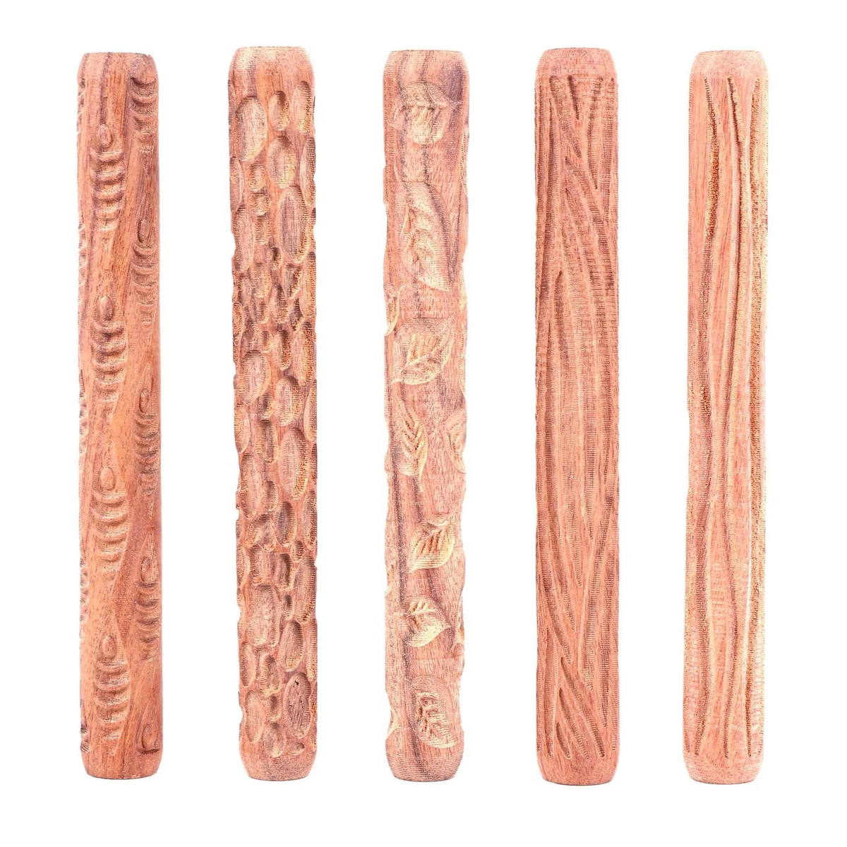 5PCS Pottery Tools Wood Hand Rollers for Clay Clay Stamp Clay Pattern3569