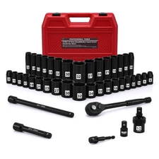 41PCS 1/2" Drive Impact Socket Wrench Set, Deep & Shallow Metric Socket Set 8...