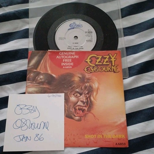 Ozzy Osbourne Shot In The Dark 1986 7" Genuine Signed Autographed Black Sabbath