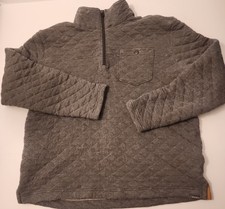 Eddie Bauer 1/4 Zip Men's XL Quilted Pullover Sweater Dk Gray Mock Neck Pocket