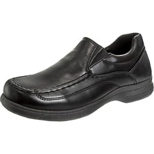 French Toast Boys Size 2 Black Faux Leather Slip On Loafers Non Skid Shoes
