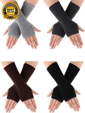 4 Pairs Fingerless Gloves for Women Wrist Warmers Black Brown Arm Warmers