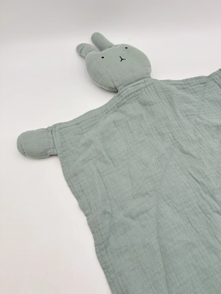 Manta de Muselina de Algodón Orgánico Verde Lovey Marlowe & Co Manta de Seguridad para Conejito Foto 2 de 4