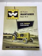 Huber Warco All Purpose Maintainer Model M-52 Dealer Brochure
