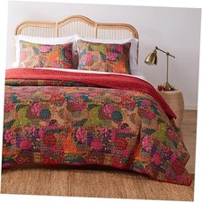 Greenland Home 3-Piece Jewel Quilt Set, Full/Queen, Full/Queen 3 Piece Red