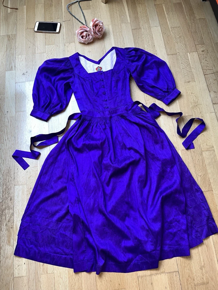 Vintage 100% Seide Salzburger Dirndl / Gr. 30-32 Trachtenkleid - Bild 2 von 4