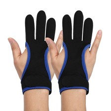 2 Pack Archery Gloves, Hunting Leather 3-Finger Protector(Black Blue, S)