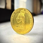 Gold plated 24K Double sovereign 2 pounds Queen Victoria Head British coin 1887