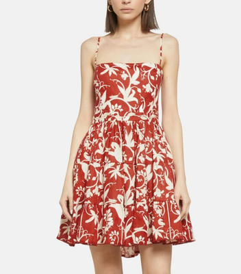 Leinenkleid Lima, Agua by Agua Bendita, rot mit weißen Mustern, Größe L
