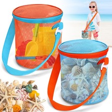 Sea Shell Bags for Beach,2Pcs Mesh Seashell Holder,Shelling Collecting Tools Tra