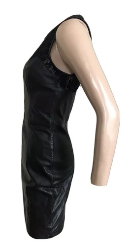 TOPSHOP RARE BLACK LEATHER LACE BODY CON PENCIL MINI DRESS UK 8 EU 36 SMALL BNWT - Picture 9 of 12