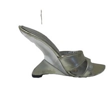 charles jourdan vintage mule shoe Meteor Disco Cantilever Boomerang Heel 80s 70s