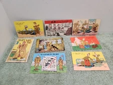 Military Comic 1944 WWII Vintage Postcards Set of 8