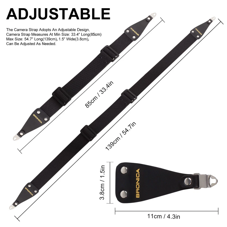 Correa de hombro ajustable de 38 mm de nailon para cámara Zenza Bronica S2 EC-TL 645 ETR Foto 2 de 4