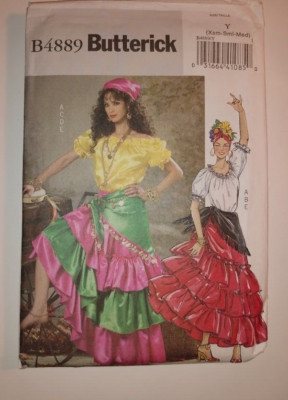 BUTTERICK  RIO RITA Dress Flamingo Gypsy Costume Misses XS S M NEW UNCUT
