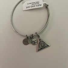 NEW NWT Alex and Ani Deathly Hallows Harry Potter Silver Bracelet Bangle