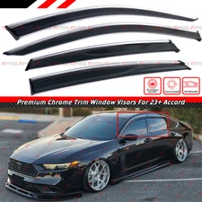 FOR 2023-26 HONDA ACCORD CHROME TRIM WINDOW VISOR RAIN GUARD DEFLECTOR WITH CLIP