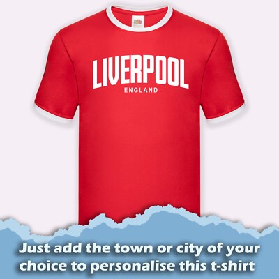 Wählen Sie Ihre Stadt Liverpool usw. T-Shirt personalisiert Print Klingel Geburtstag Geschenk