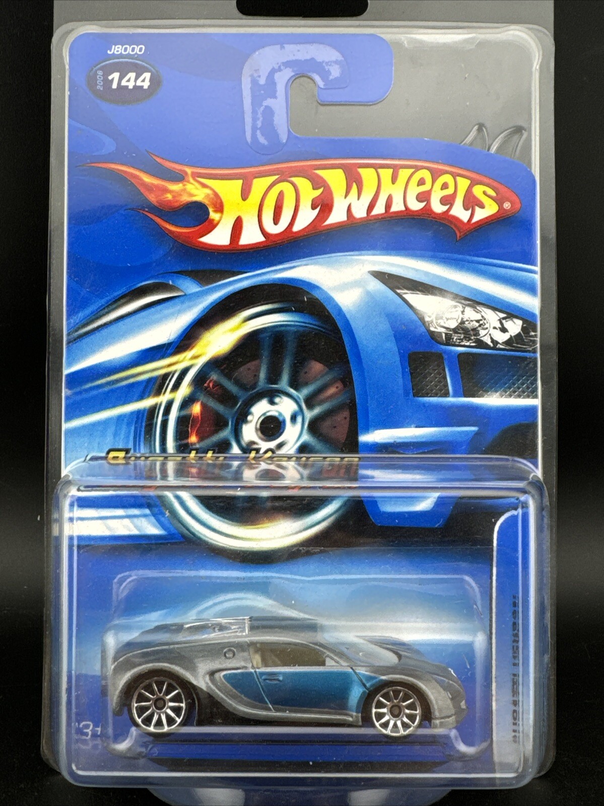 2006 Hot Wheels GRAY BLUE BUGATTI VEYRON Regular Chrome 10 Spokes #144 FREE SHIP