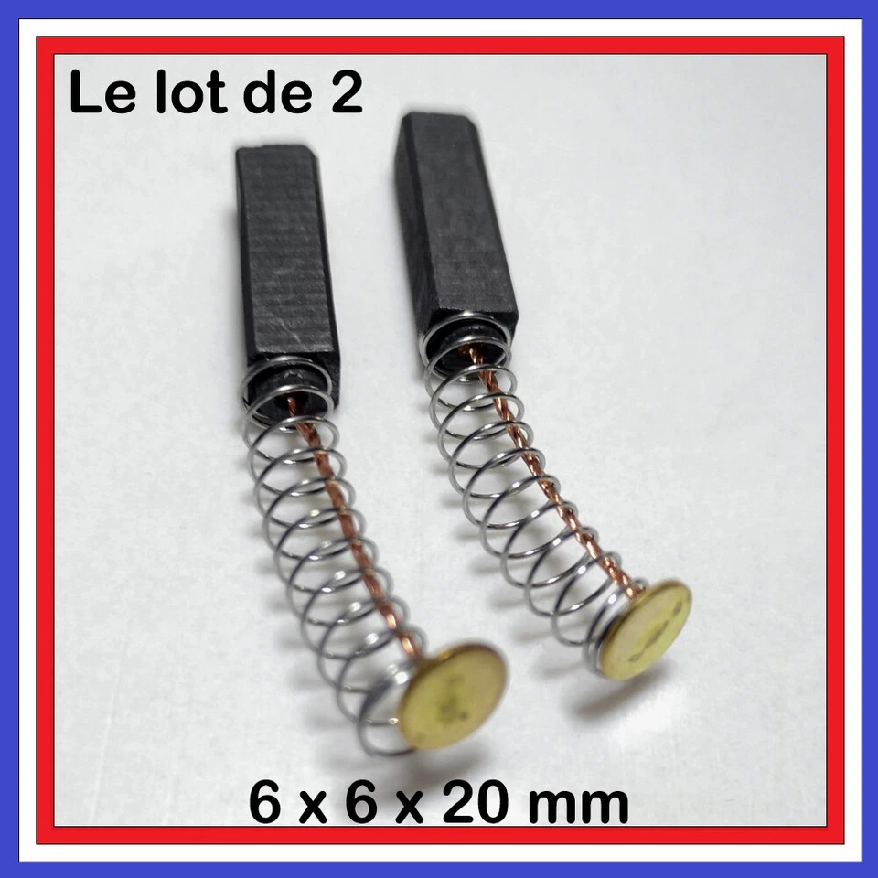 Lot de 2 Balais de Charbon 6 x 6 x 20 mm Moteur électrique, outillage electropo - Photo 3/4