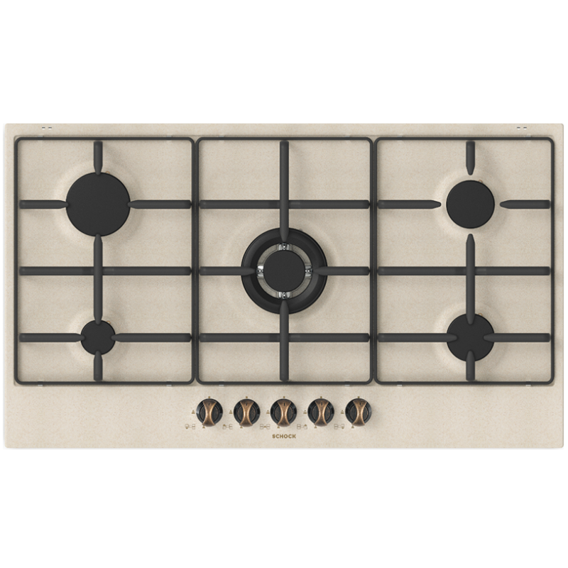 SCHOCK STS95558 PIANO COTTURA 90CM 5 FUOCHI A GAS COLORE AVENA