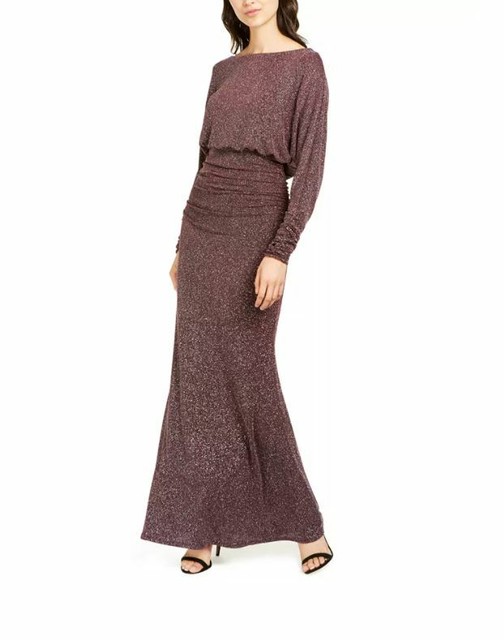 Long Sleeve Maxi Blouson Formal Dress 