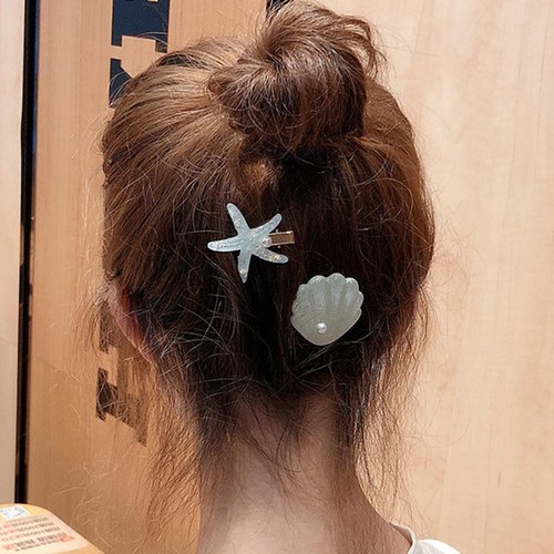 2pcs/set Girls Sea Star Shell Hairpins Irregular Hair Clip Women Fringe Hairgrip - Bild 8 von 13