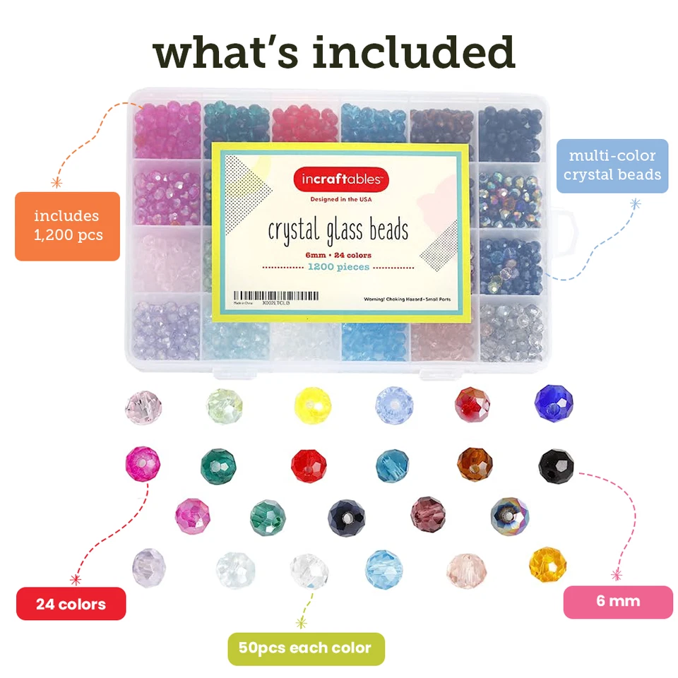 Crystal Glass Beads 24 Colors 1200pcs 6mm for DIY Jewelry Making by Incraftables - Image 2 of 4