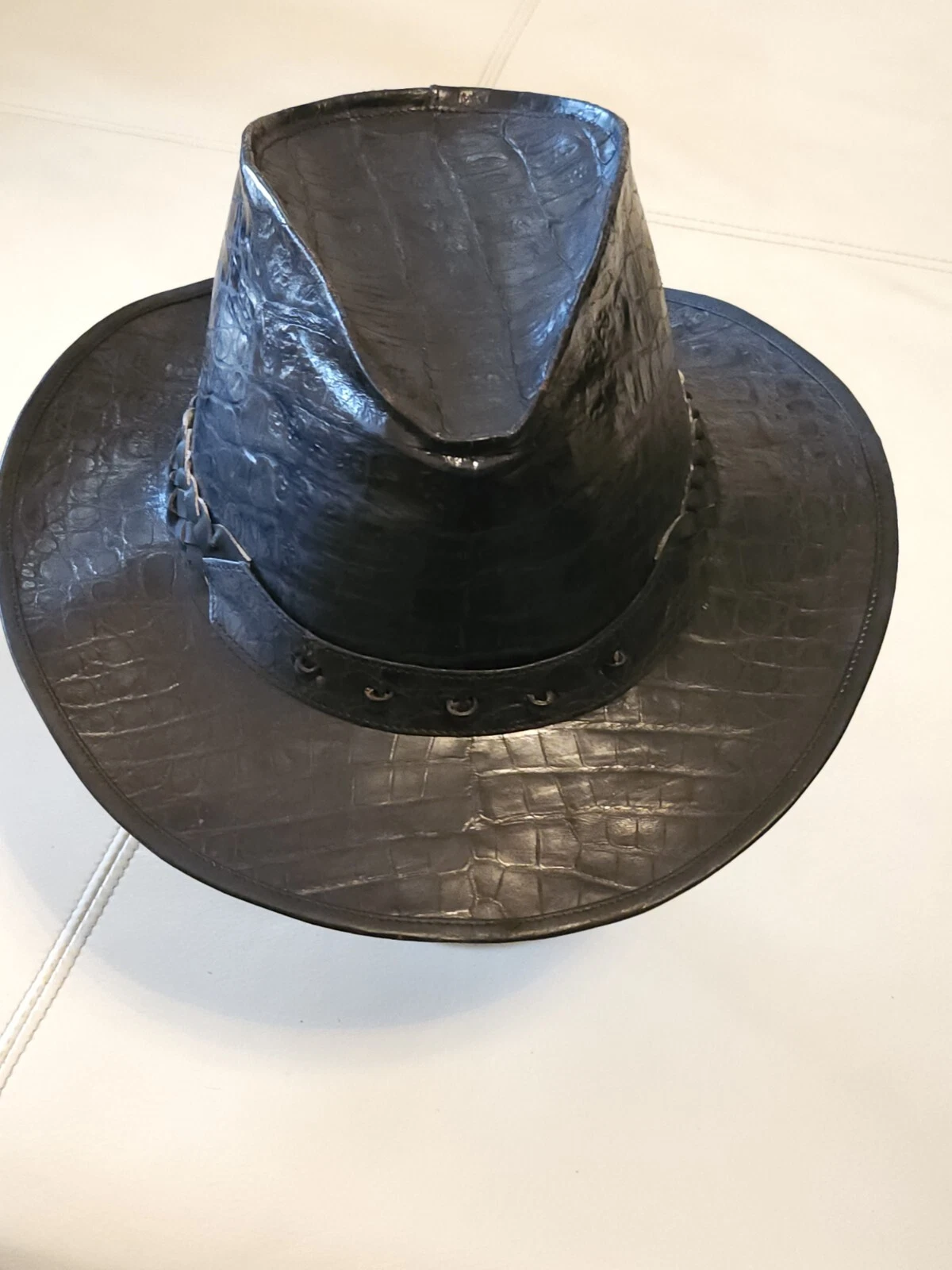 COLLECTORS Genuine Crocodile Dundee Australia Black Leather Bush Hat XXL