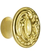 NOS Solid Brass 1-9/16" Large Victorian Dresser Knob - 1 9/16" Diameter