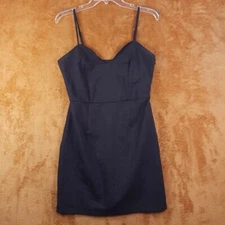 NSR Dress Womens Medium Black Mini Sheath Bodycon Sparkle Stretch Adjustable