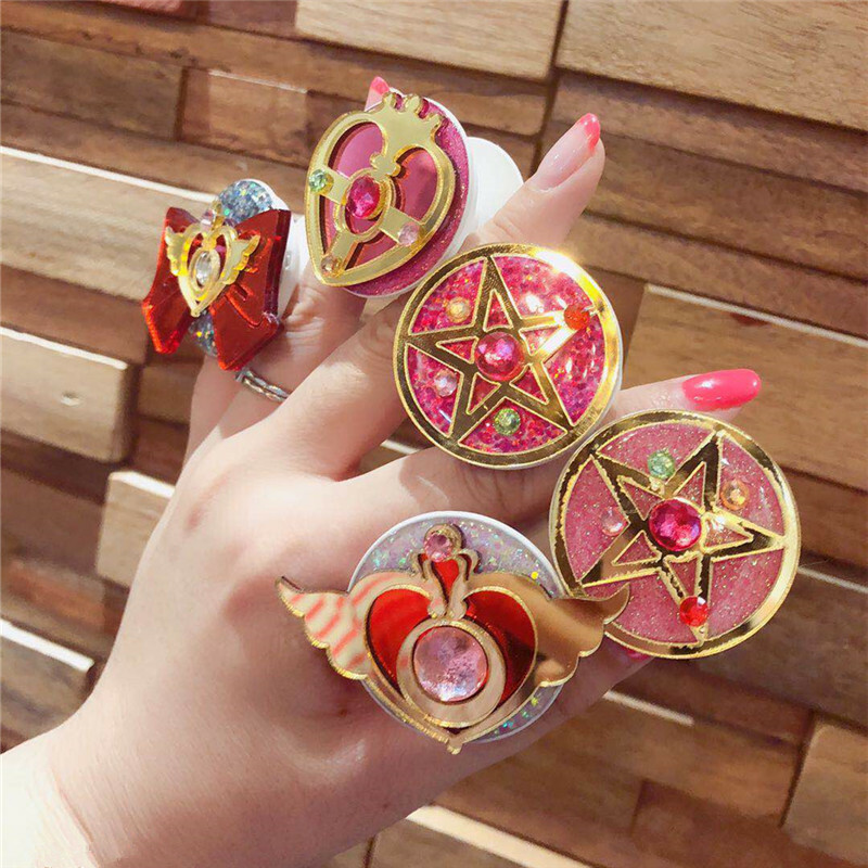 Sailor Moon Phone Holder Crystal Star Moon Finger Heart Ring Stent