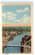 Aerial View of High Level Bridge & City Toledo OH, Ohio Early Postcard