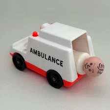 1970s Fisher Price Toys Little People Ambulance & Doctor Plastic Head Body READ
