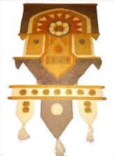 Vintage Bojo 1970s Don Freedman MCM Woven Fiber Art Deco Wall Hanging Tapestry