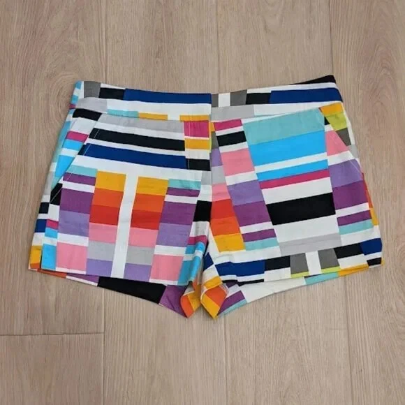 Pantalones Cortos TRINA TURK Corbin Talla 6 Geo Geométricos Colorido Frente Plano 3.25" Colorblock Foto 3 de 4