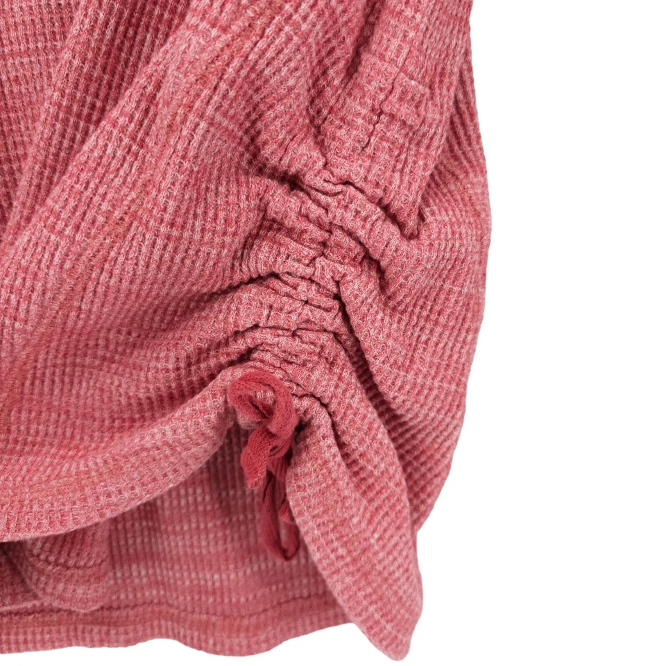 J. JILL Coral Rosa Rojo Tejido Gofre Top Capucha Cuello Lados Acanalados PEQUEÑO PEQUEÑO Foto 3 de 4