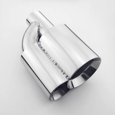 2.25'' Offset Inlet Dual Wall Straight Cut 4.5'' Out Exhaust Tip Stainless Steel
