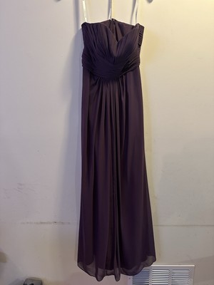David's Bridal Strapless Dress Women's 6 Bridesmaid Prom Gown Purple NWT