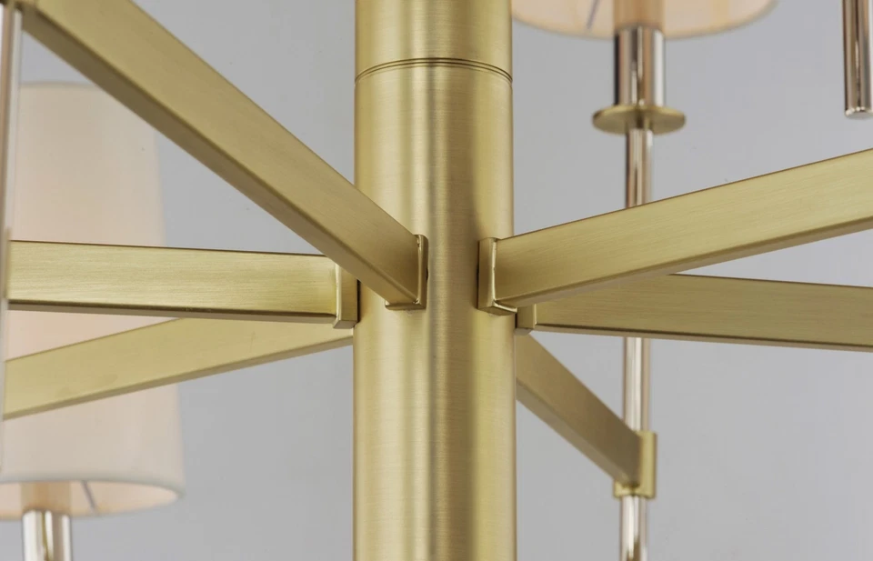 Lámpara de araña Maxim 32398OF de latón satinado/níquel pulido Uptown 8 luces 36" W Foto 3 de 4