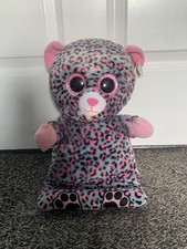 TY Peek-a-boo Trixi Leopard Soft Toy Grey Pink Black Beanie Baby