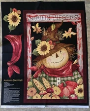CP5873 By Stella Creek Studio Autumn Blessings Fabric Panel Scarecrow 