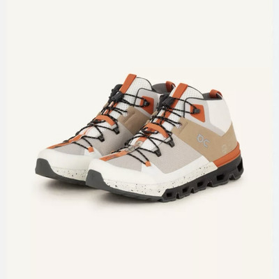 On Cloudtrax Men's Hiking Boots Trail Swiss Sneakers -  Chai/Ivory/Orange - Sz10