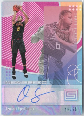 Omari Spellman 2018-19 Panini Status New Breed Pink NB-OSP /25 Auto Atlanta
