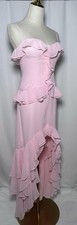 Gianni Bini Mermaid Dress 4 Cascade Ruffle Spaghetti Chiffon Hi / Low Pink $189