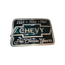 Vintage Chevy Belt Buckle Classkic 1955 1956 1957 Enamel 2272 Green Black.