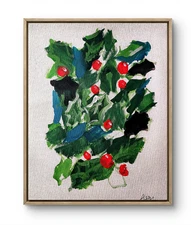 Original Art Winter Berries 14x11 Contemporary Expressionist Christmas Painting