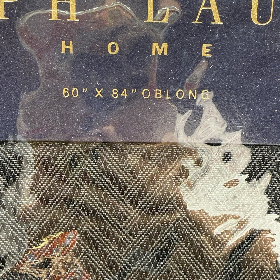 Ralph Lauren Home Black Carbon Oblong Tablecloth 60x84 - BRAND NEW! Herringbone - Image 2 of 4